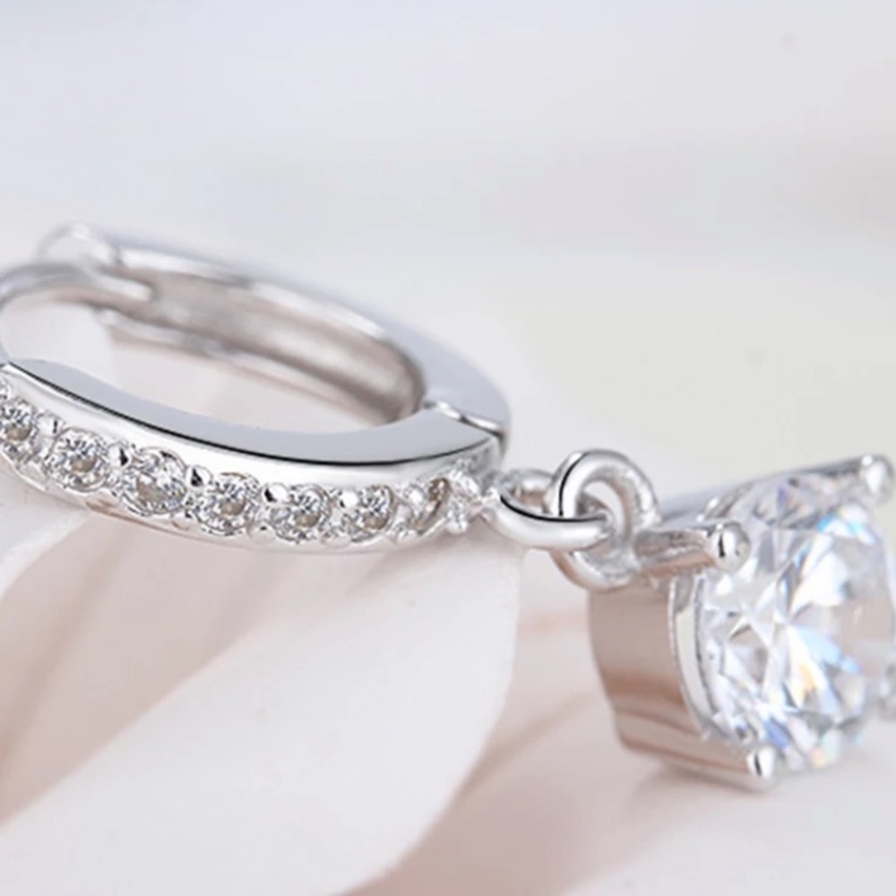 925 Silver Zircon Diamond Earrings - Picture 6 of 16